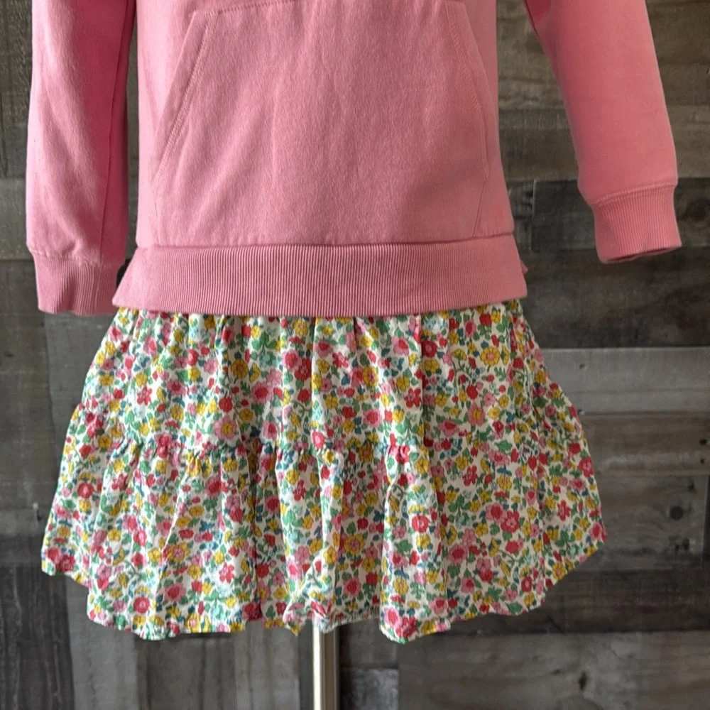 Mini Boden pink hoodie floral skirt girls size 10 pastel softgirl garden party